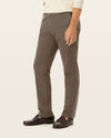 Front view of model wearing Dark Pebble Easy Khakis, Straight Fit.