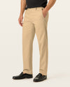 Side view of model wearing New British Khaki Signature Iron Free Khakis, Straight Fit with Stain Defender®.