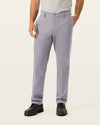 View of model wearing Burma Grey Signature Iron Free Khakis, Straight Fit with Stain Defender®.