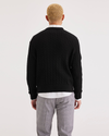 Back view of model wearing Beautiful Black Crewneck Sweater, Regular Fit.