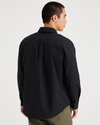 View of model wearing Beautiful Black Essential Button-Up Shirt, Classic Fit.
