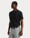 View of model wearing Beautiful Black Go Polo, Regular Fit.