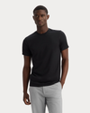 Front view of model wearing Beautiful Black Go Tee, Slim Fit.