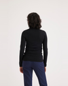 Back view of model wearing Beautiful Black Turtleneck, Regular Fit.