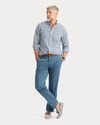 View of model wearing Bering Sea Signature Iron Free Khakis, Straight Fit with Stain Defender®.