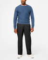 Front view of model wearing Black Metal Comfort Khakis, Pleated, Relaxed Fit.