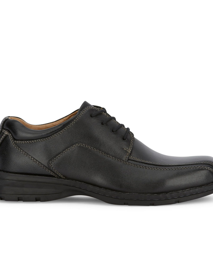 Side view of  Black Trustee Oxford Shoes.