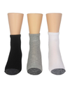 Back view of  Black / White / Grey 1/2 Cushion Quarter Socks, 3 Pack.