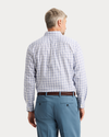 View of model wearing Burwell Signature Stain Defender Shirt, Classic Fit.
