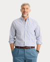 View of model wearing Burwell Signature Stain Defender Shirt, Classic Fit.