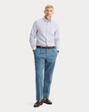 View of model wearing Burwell Signature Stain Defender Shirt, Classic Fit.