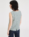 Back view of model wearing Cassia Harbor Grey Button Back Tank, Slim Fit.