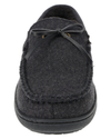 View of  Charcoal Microsuede Boater Moccasin Slippers.