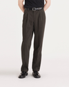 Front view of model wearing Coffee Bean Easy Khakis, Pleated, Classic Fit.