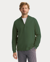View of model wearing Dark Forest Go Half-Zip Sweater, Regular Fit.