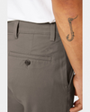 View of model wearing Dark Pebble Easy Khakis, Straight Fit.