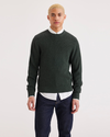 Front view of model wearing Deep Forest Crewneck Sweater, Regular Fit.