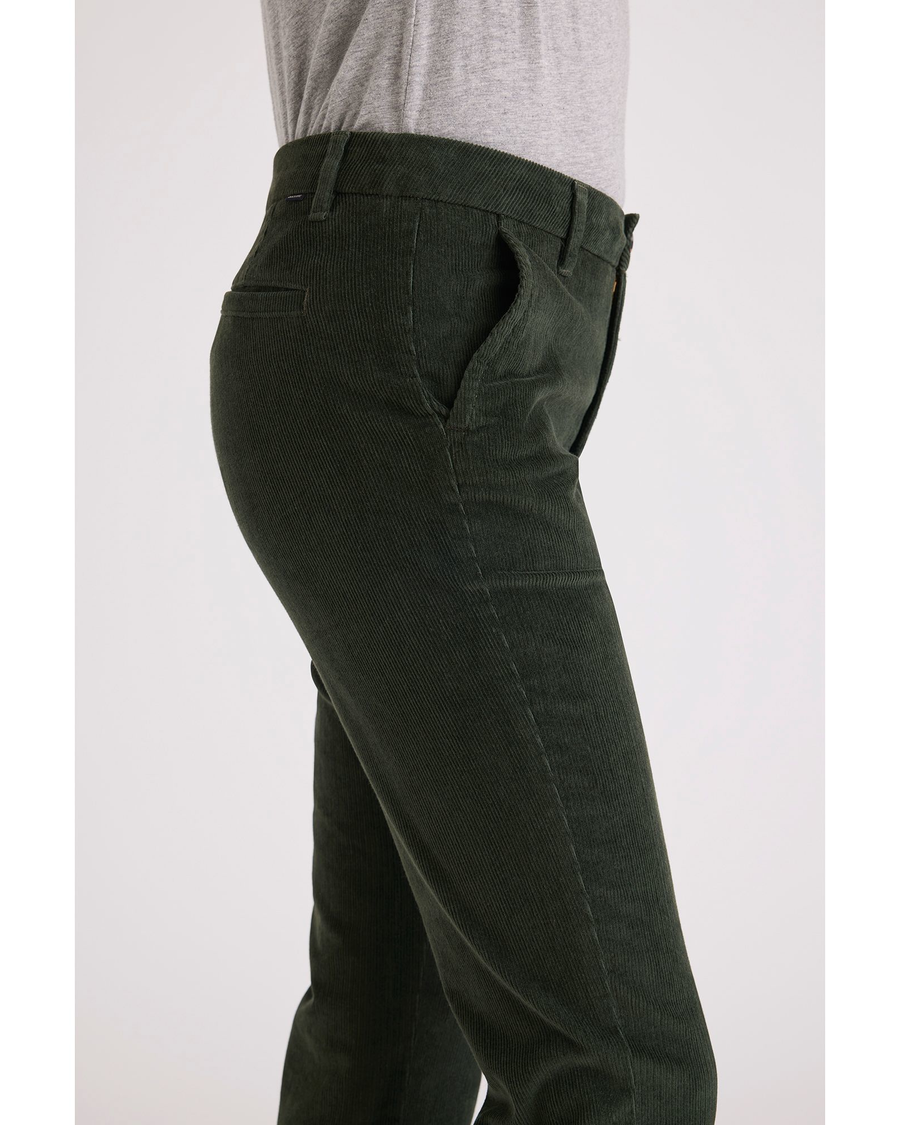 Side view of model wearing Deep Forest Weekend Chinos, Slim Fit.