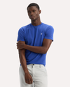 View of model wearing Deep Ultramarine Crewneck Tee, Slim Fit.
