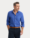 View of model wearing Deep Ultramarine Ultimate Shirt, Regular Fit.