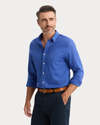 View of model wearing Deep Ultramarine Ultimate Shirt, Regular Fit.