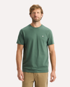 View of model wearing Duck Green Crewneck Tee, Slim Fit.