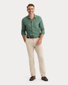 View of model wearing Duck Green Ultimate Shirt, Regular Fit.