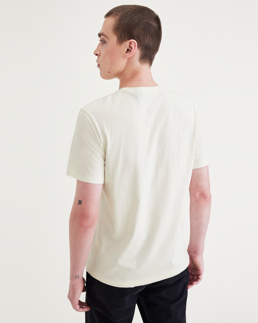 Back view of model wearing Egret Graphic Tee, Slim Fit.