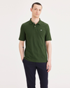 Front view of model wearing Forest Elf Rib Collar Polo, Slim Fit.