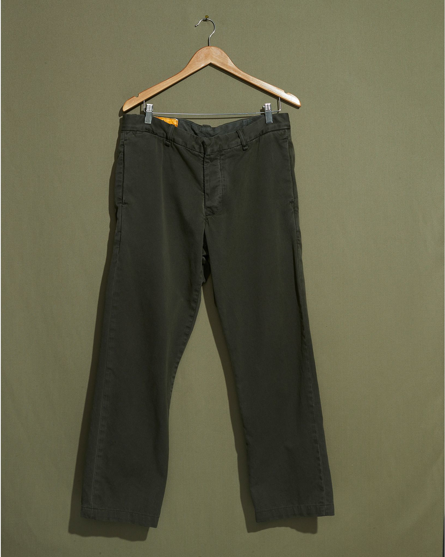 Front view of model wearing Green K-1 Coin Pocket Trouser - 34 x 29.