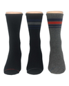 Back view of  Grey Black 1/2 Cushion Ribbed Crew Sock with Pattern, 3 Pack.