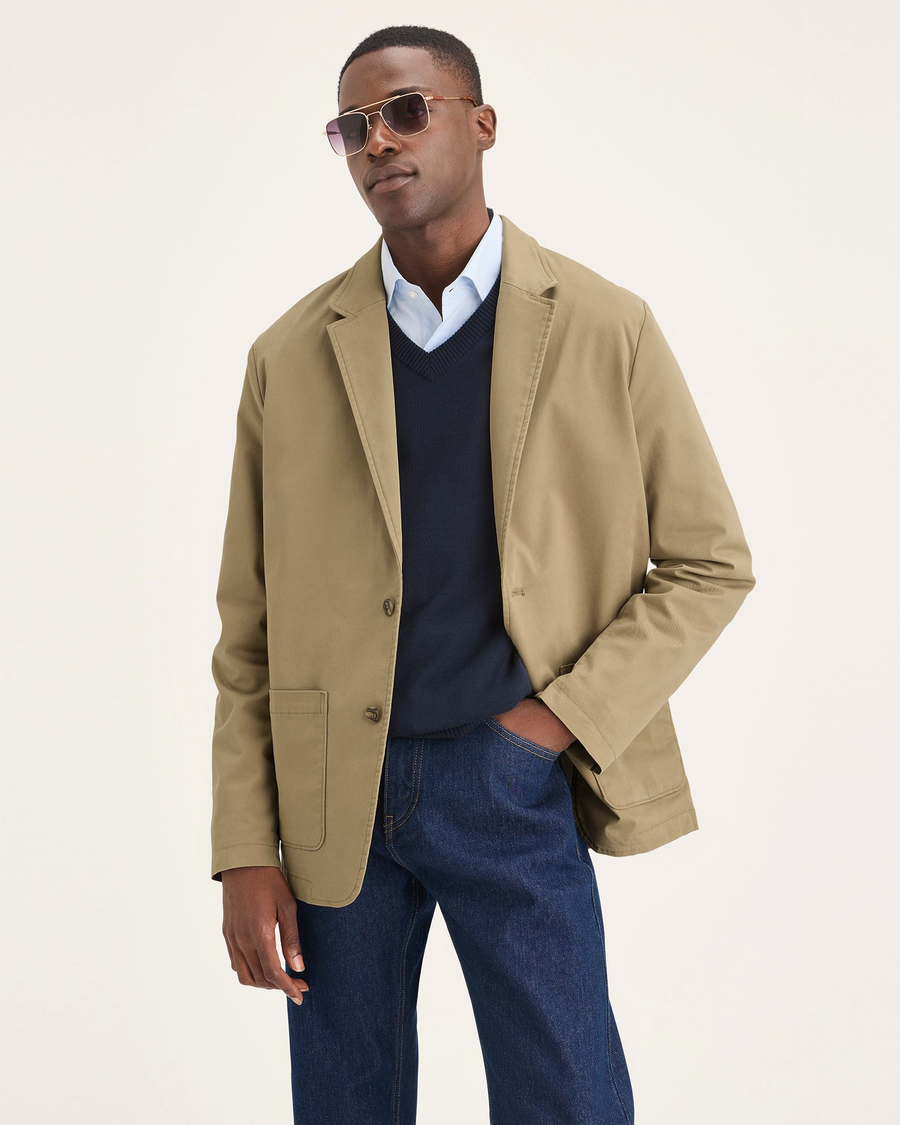 Front view of model wearing Harvest Gold Sport Jacket, Regular Fit.