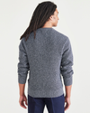 Back view of model wearing Highland Twist Beautiful Black Sweater, Regular Fit.