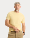 View of model wearing Italian Straw Crewneck Tee, Slim Fit.