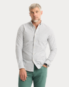 View of model wearing Lakeside Oxford Shirt, Slim Fit.