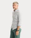 View of model wearing Lakeside Oxford Shirt, Slim Fit.