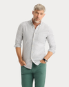 View of model wearing Lakeside Oxford Shirt, Slim Fit.