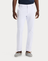 View of model wearing Lucent White Go Chino, Slim Fit with Airweave.