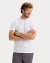 View of model wearing Lucent White Go Tee, Slim Fit.