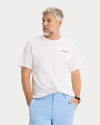 Front view of model wearing Lucent White Graphic Tee, Regular Fit.