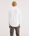 Back view of model wearing Lucent White Oxford Shirt, Slim Fit.