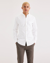 Front view of model wearing Lucent White Oxford Shirt, Slim Fit.