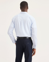 View of model wearing Lucent White Signature Stain Defender Shirt, Classic Fit.