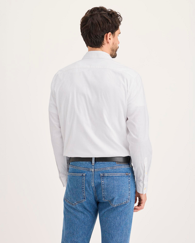 View of model wearing Lucent White Ultimate Shirt, Regular Fit.