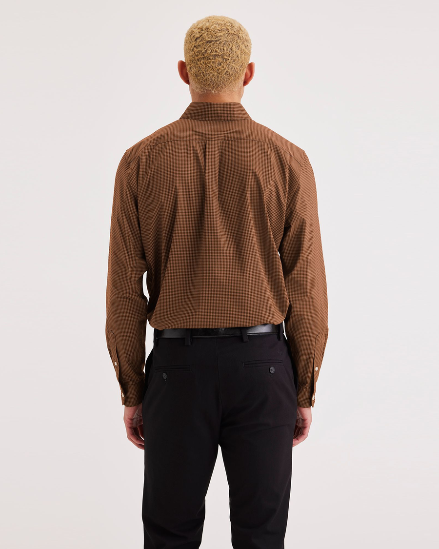 Back view of model wearing Meadow Signature Comfort Flex Shirt, Classic Fit.