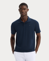 Front view of model wearing Navy Blazer Go Polo, Regular Fit.
