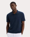 View of model wearing Navy Blazer Go Polo, Regular Fit.