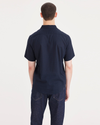 Back view of model wearing Navy Blazer Ultimate Shirt, Regular Fit.