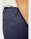 View of model wearing Navy Easy Khakis, Slim Fit.