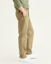 Side view of model wearing New British Khaki Original Chinos, Straight Fit.